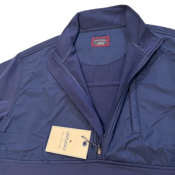 UNTUCKit Ristow Navy Blue Quarter Zip Pullover With Pocket NWT - Picture 7 of 12